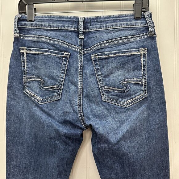 Silver Jeans Women 28 Avery Skinny Curvy Stretch Denim Blue Medium Wash Distress - Picture 5 of 13